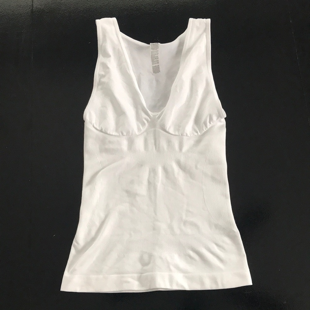 Women's White Sleeveless Tank with Built-In Shelf Bra